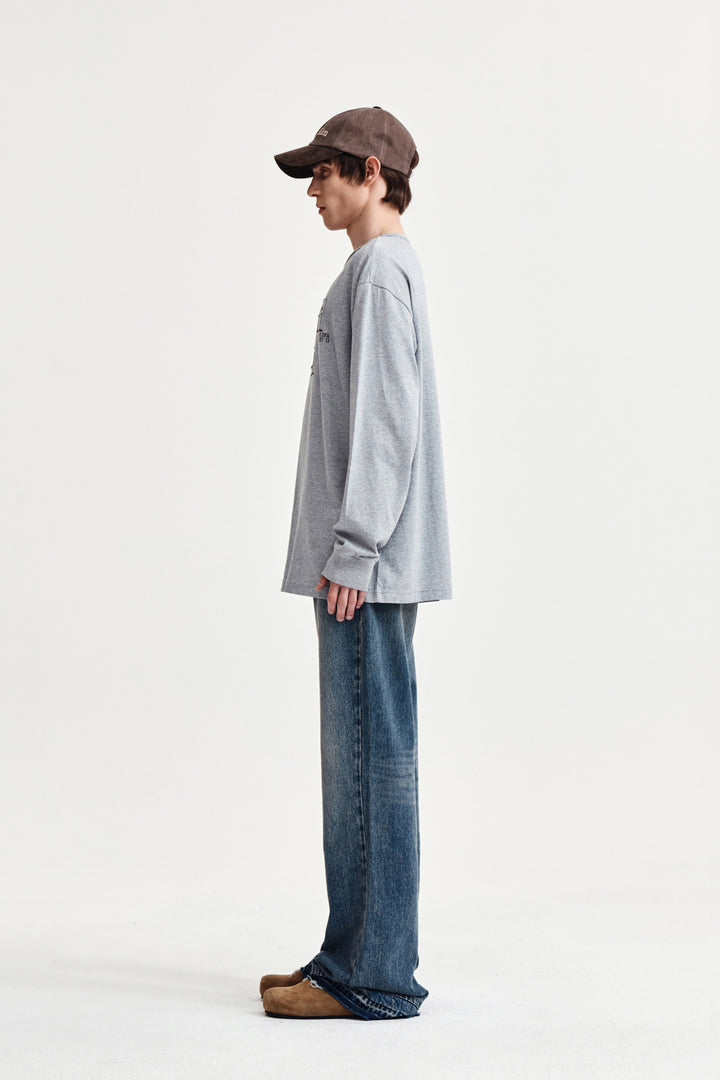 Matin Kim Patch Graphic Long Sleeve Top — Gray