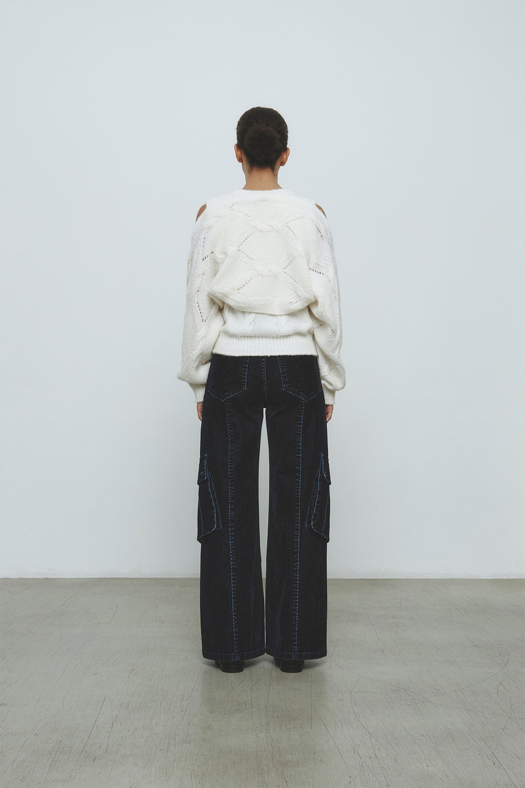 KIMMATIN Bolero Layered Cable Knit Pullover — Ivory