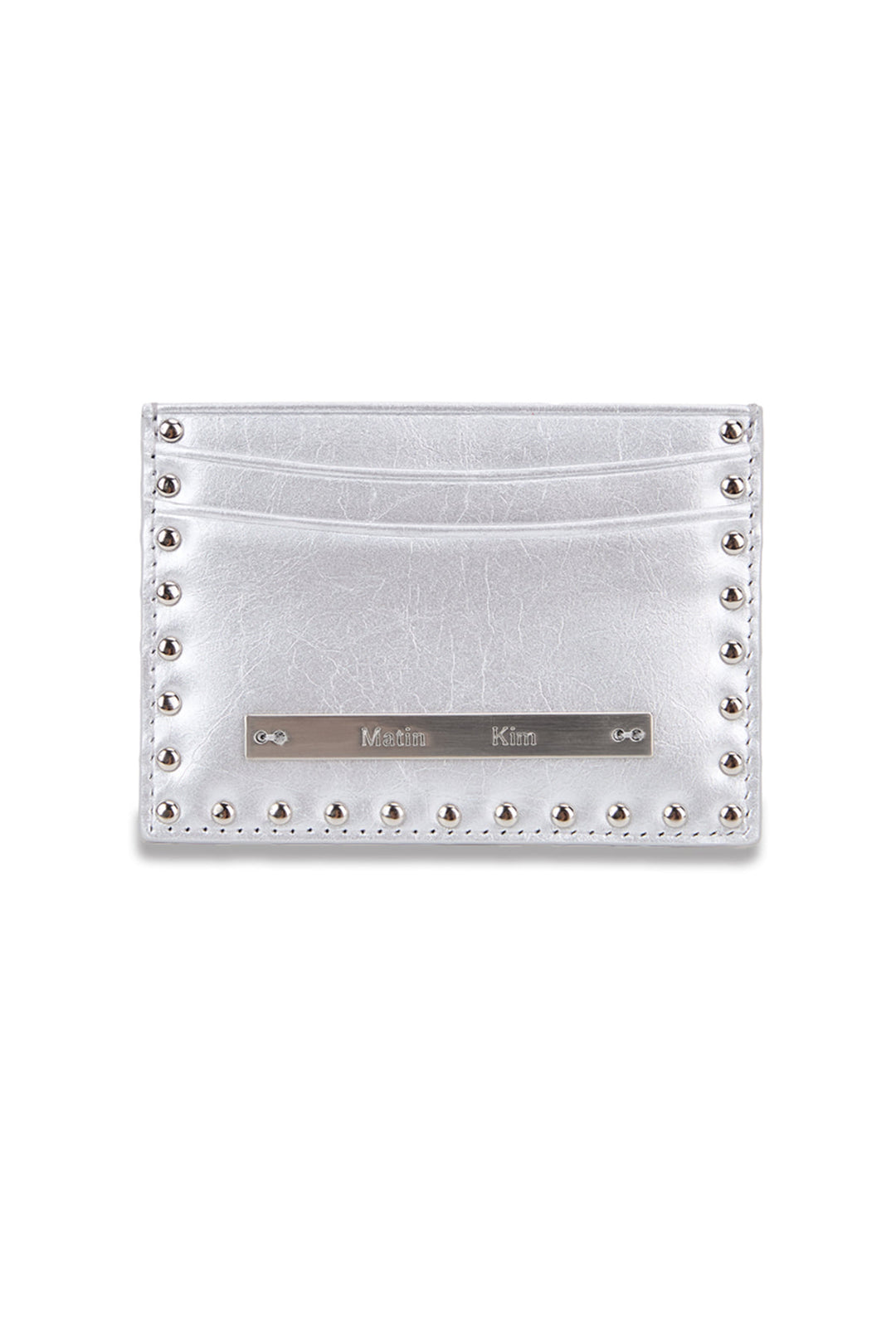 Matin Kim Western Stud Card Wallet — Silver