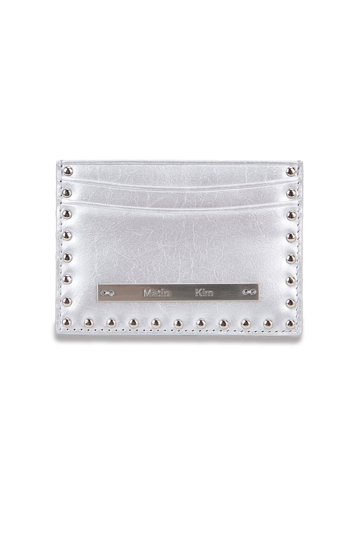 Matin Kim Western Stud Card Wallet — Silver