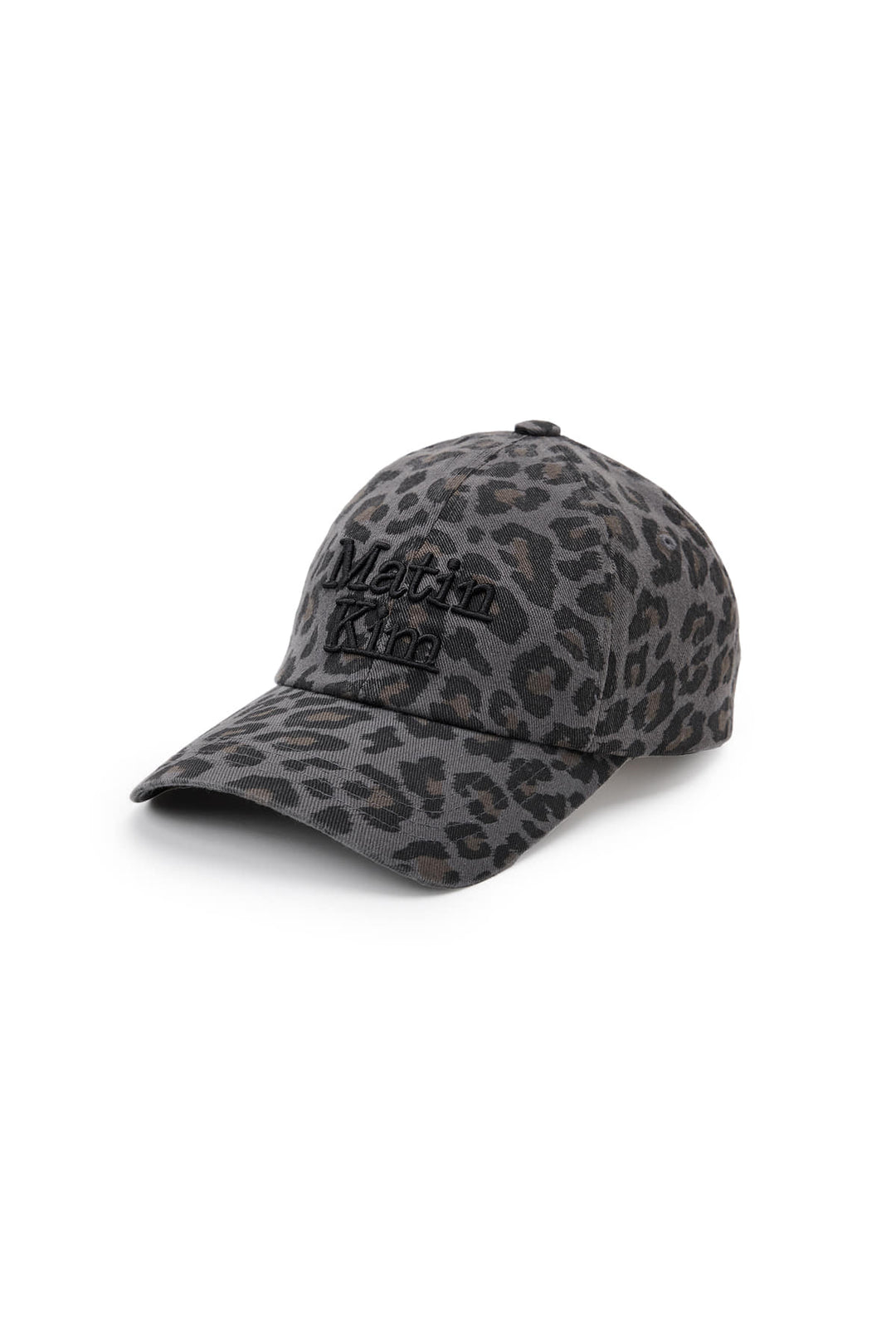 Matin Kim Leopard Volume Logo Ball Cap Dark — Gray