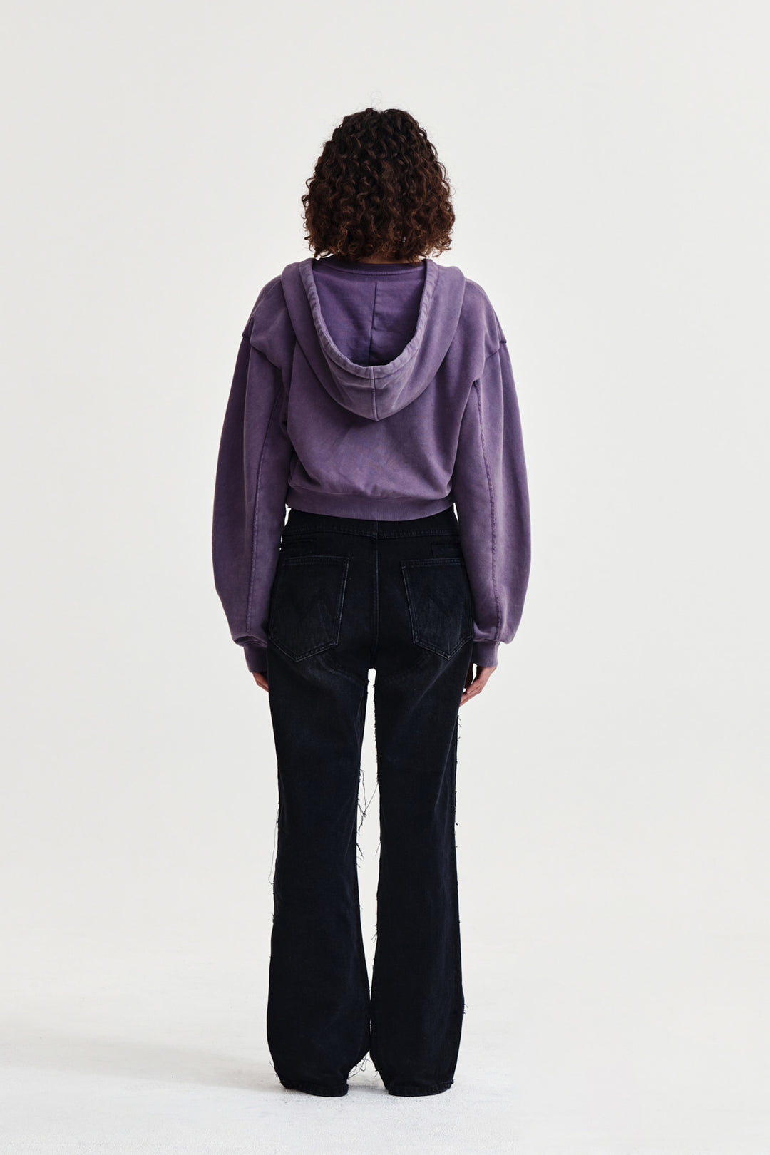 Matin Kim Washed Layered Crop Hoody — Purple