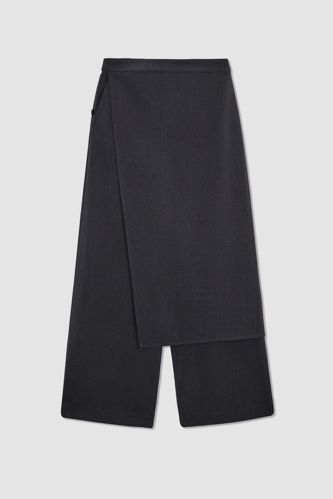 KIMMATIN Skirt Wrap Layered Pants — Gray