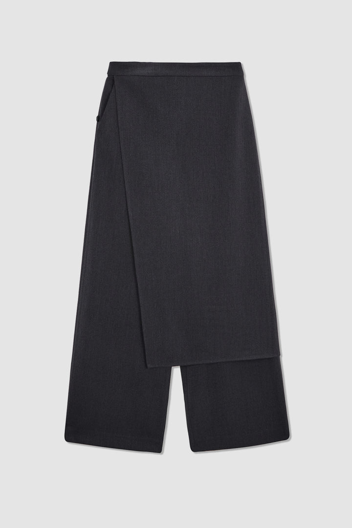 KIMMATIN Skirt Wrap Layered Pants — Gray