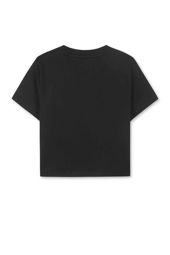Matin Kim Logo Cutted Crop Top — Black