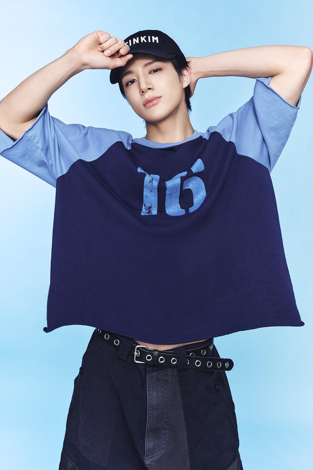 Matin Kim Raw Edge Raglan Top — Navy blue
