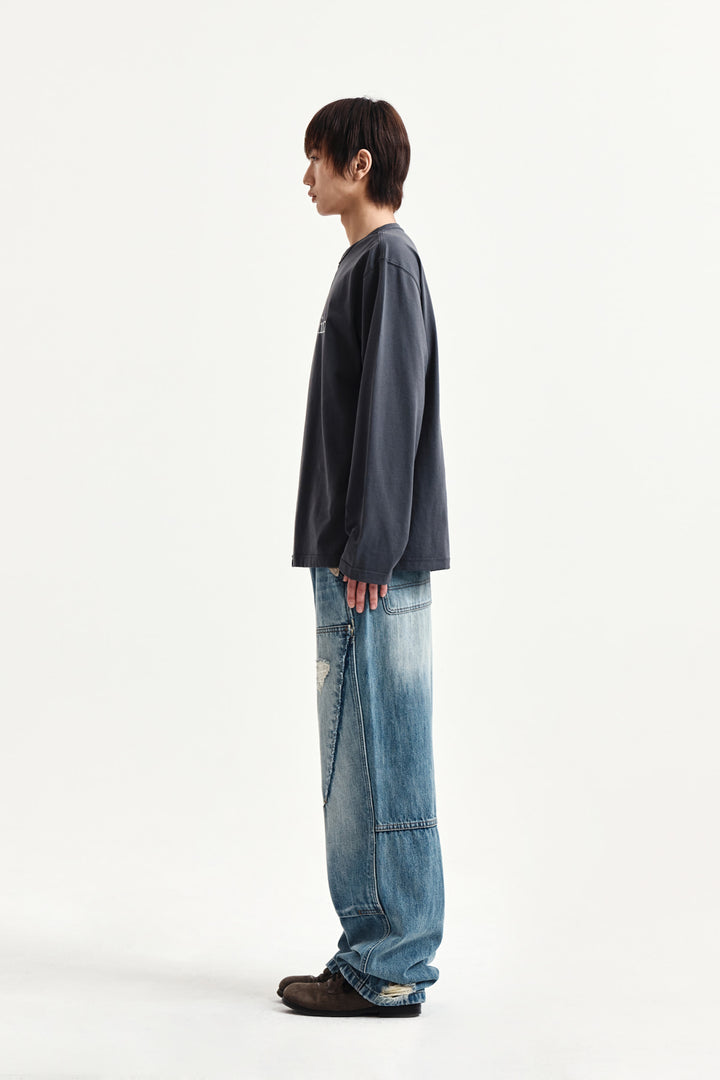 Matin Kim Asymmetric Logo Top — Charcoal