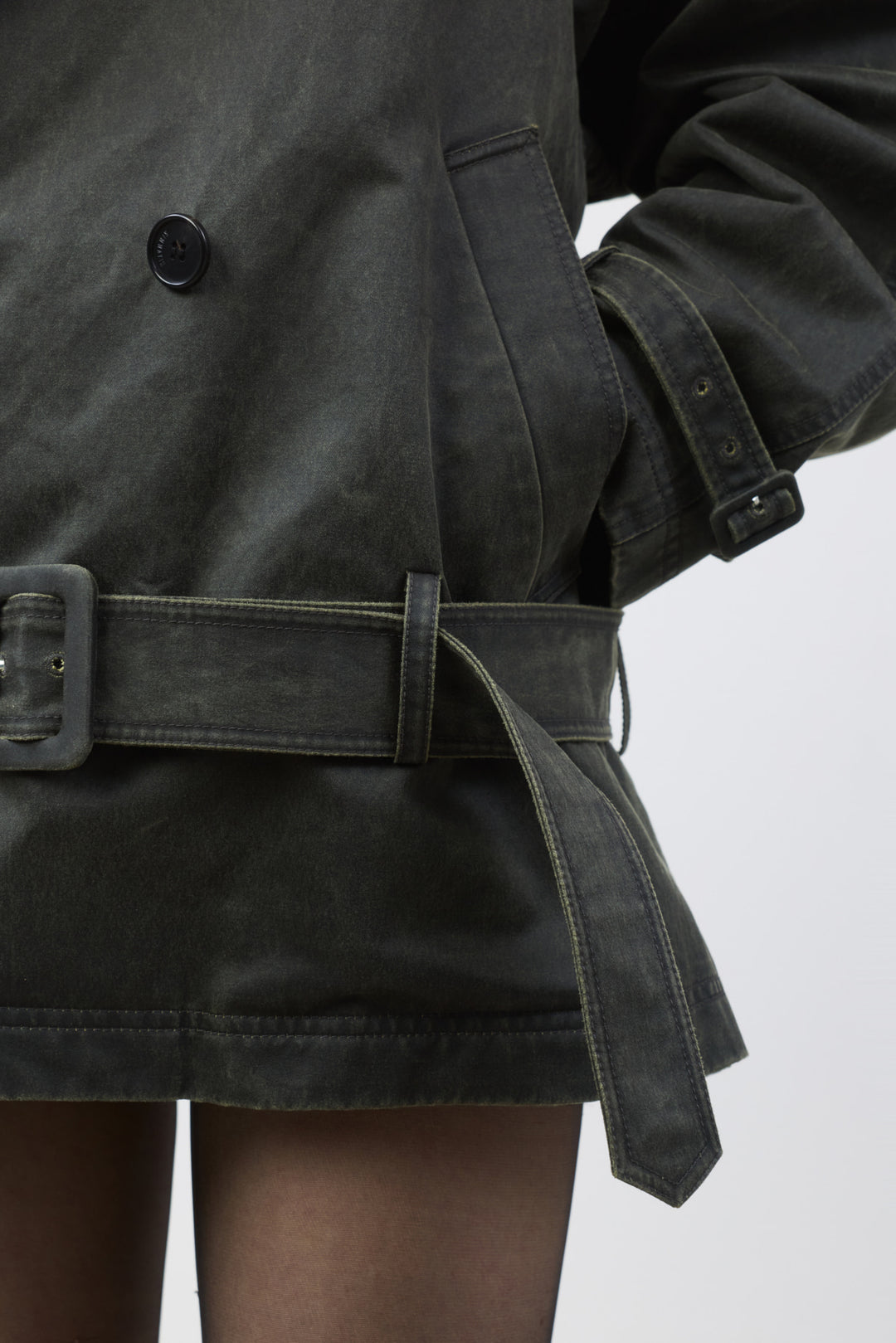 KIMMATIN Washed Trench Jacket — Khaki