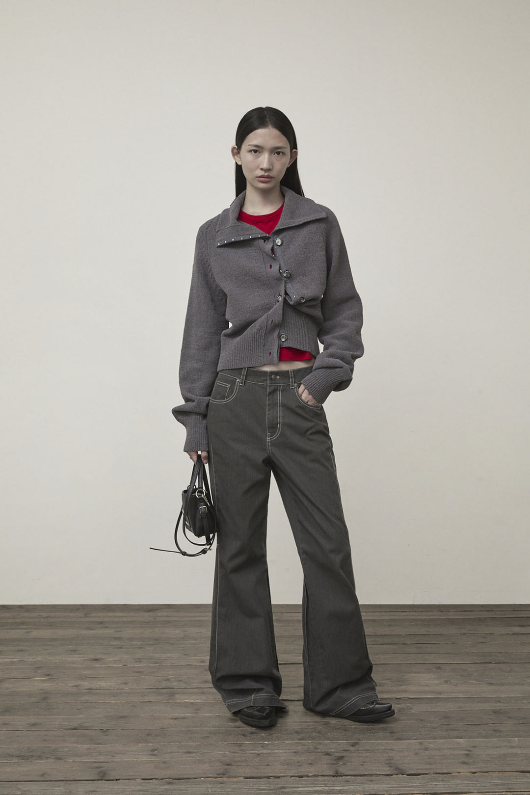 Matin Kim Side Pintuck Point Pants — Charcoal