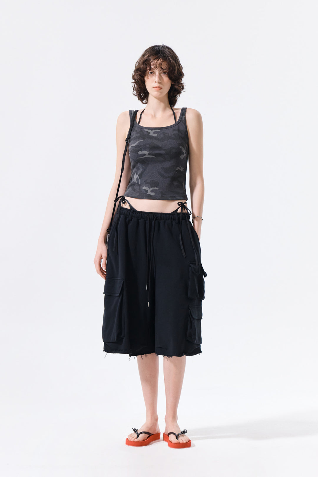 Matin Kim Terry Utility Pocket Bermuda — Black