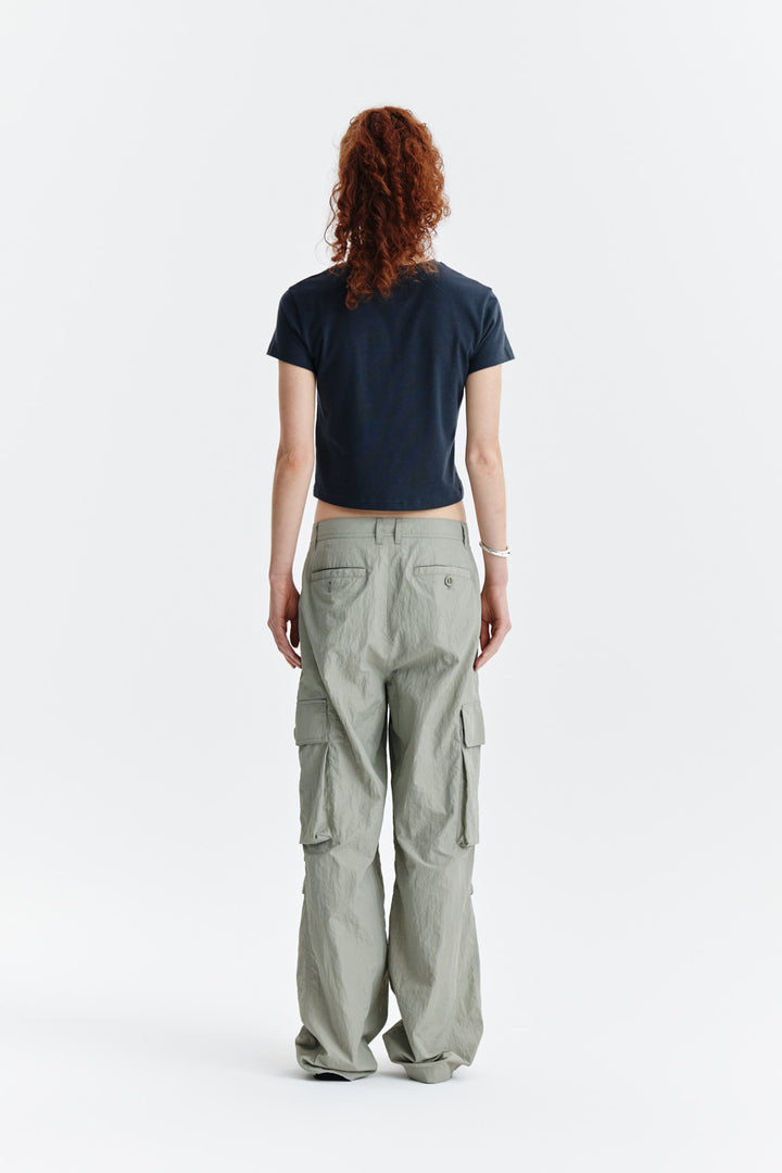 Matin Kim Dusty Typo Graphic Crop Top — Charcoal
