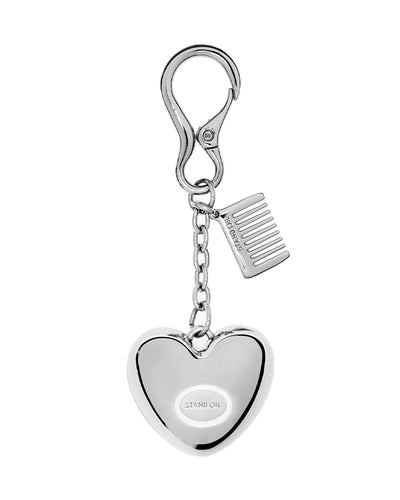 Stand Oil Mirror Heart Keyring — Silver
