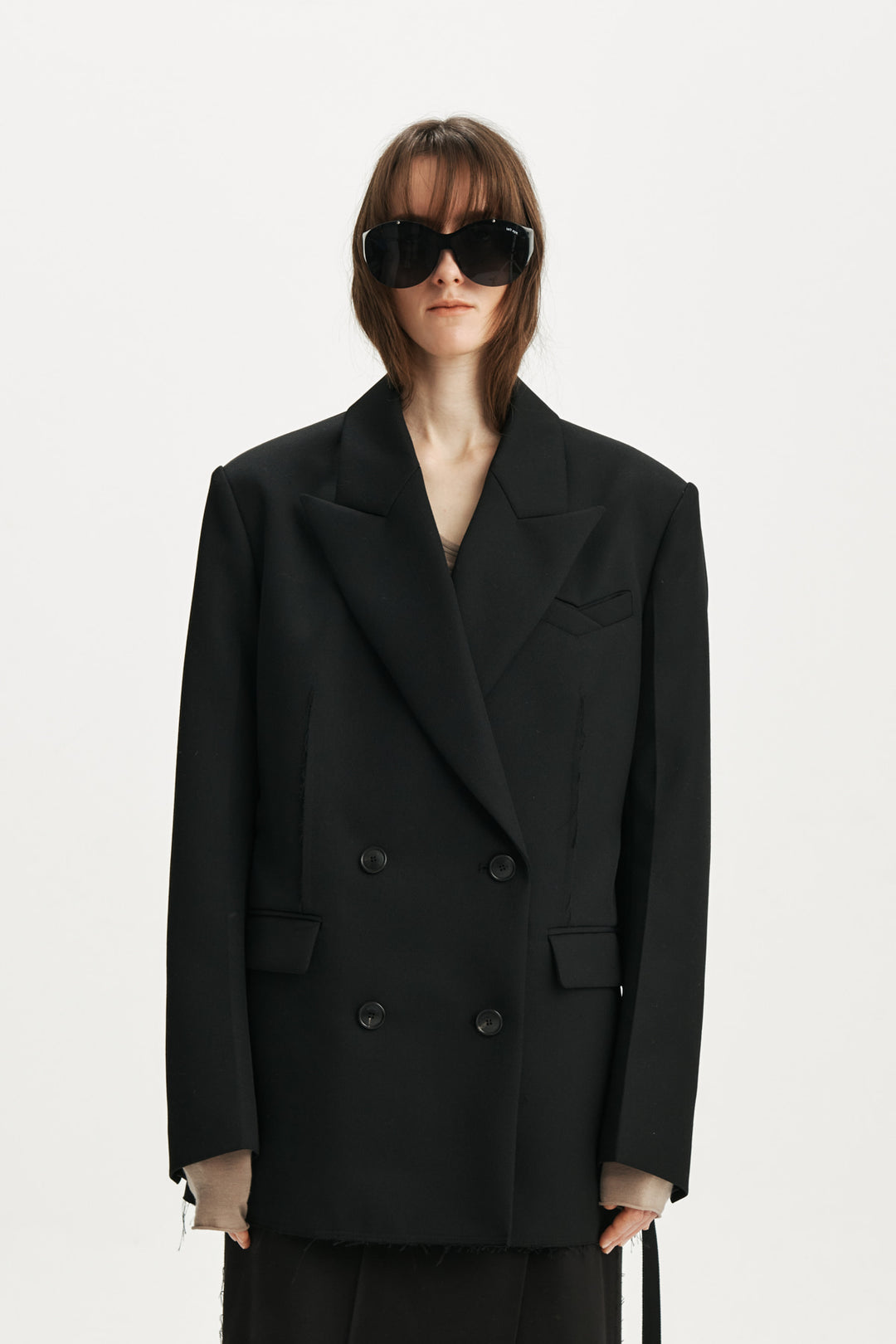 KIMMATIN Belted Double Jacket — Black