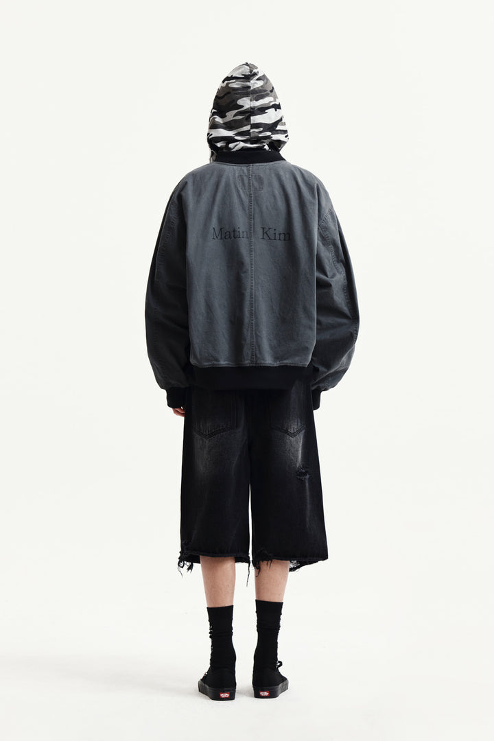Matin Kim Vintage Washed Back Logo Jumper — Charcoal