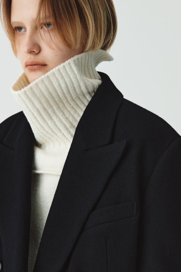 KIMMATIN Overfit Midi Double Coat — Navy blue