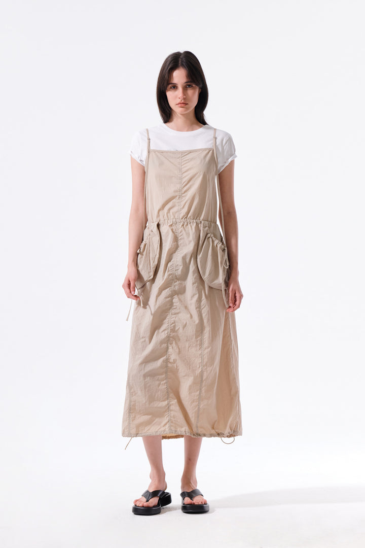 Matin Kim Strap Detail Sleeveless Utility Dress — Beige