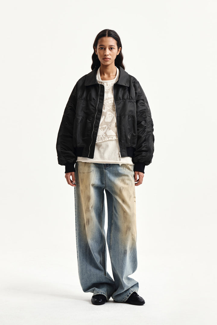 Matin Kim Small Logo Shirring Jumper — Khaki