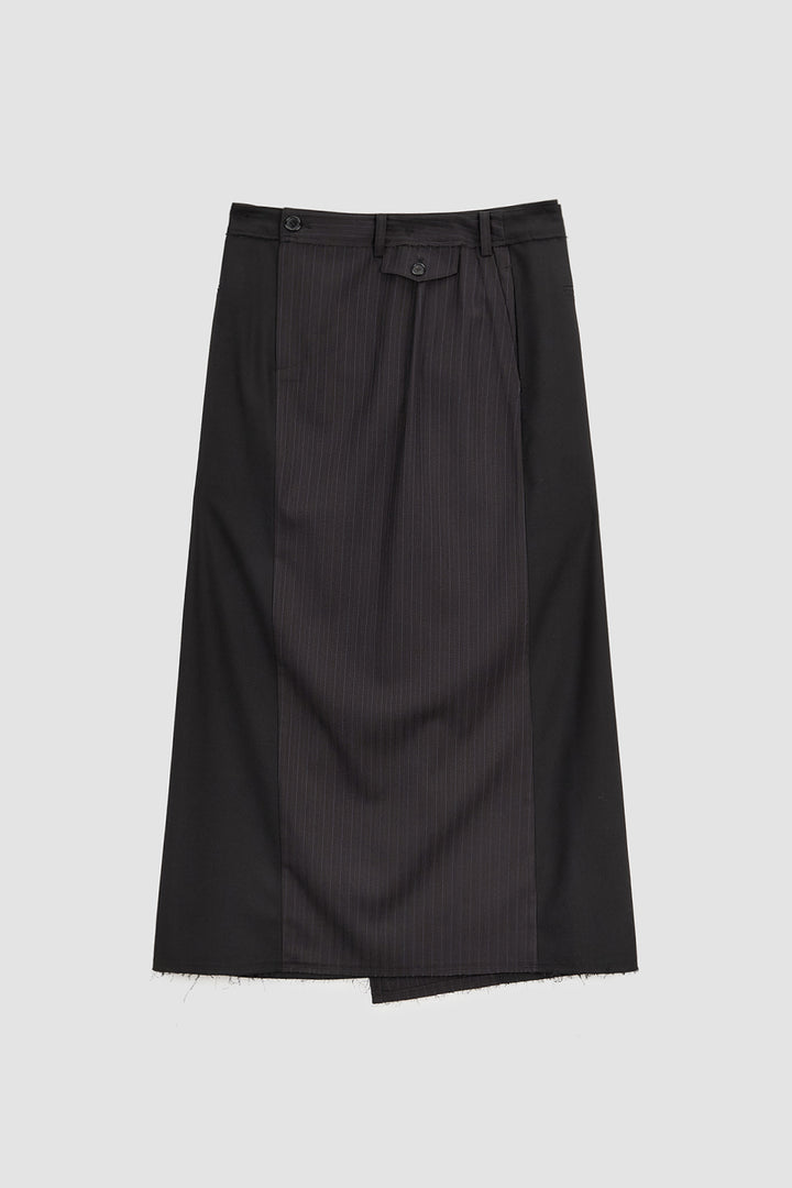KIMMATIN Stripe Mix Maxi Wrap Skirt — Black