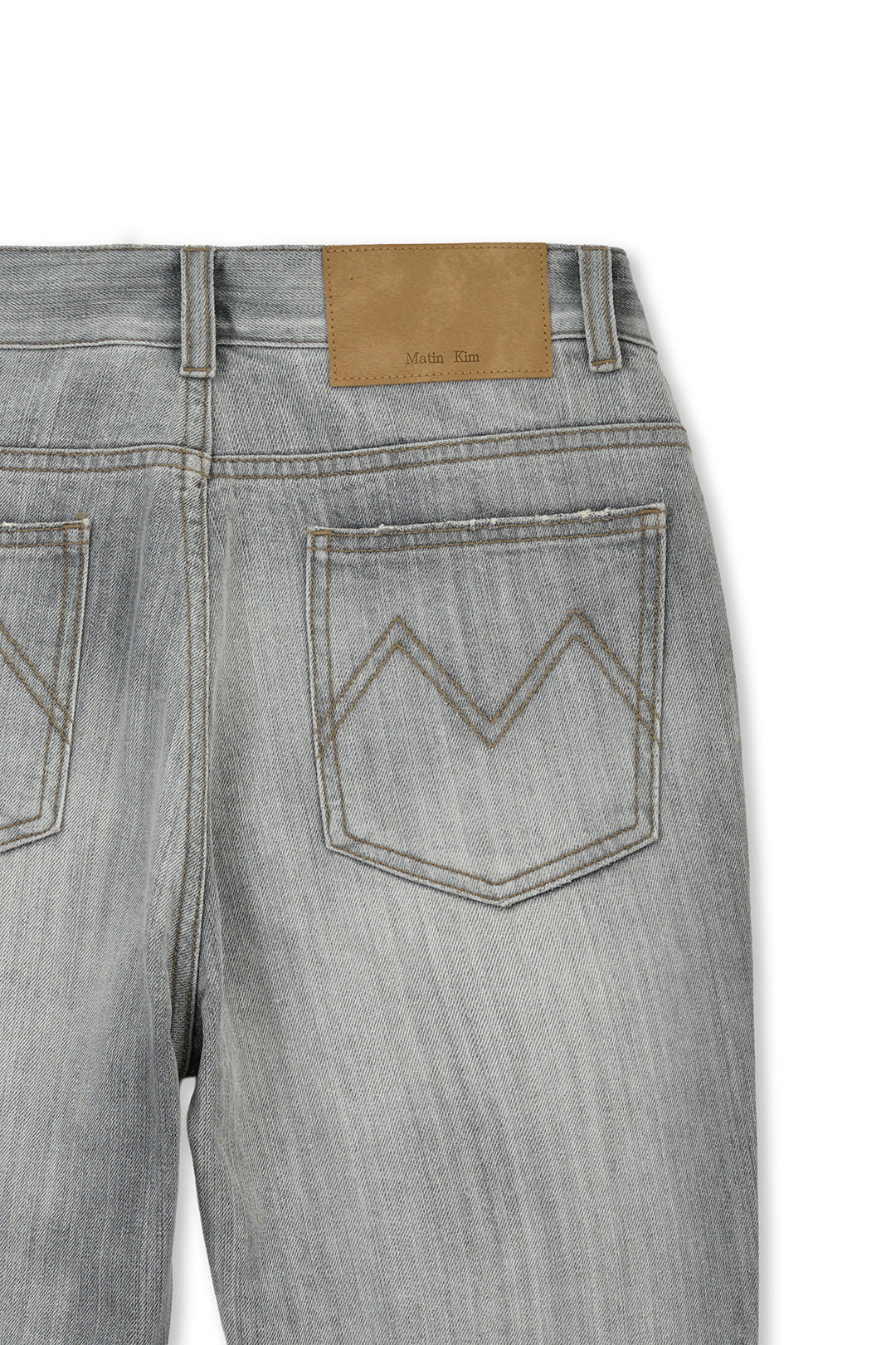 Matin Kim Washed Point Boots Cut Denim — Gray