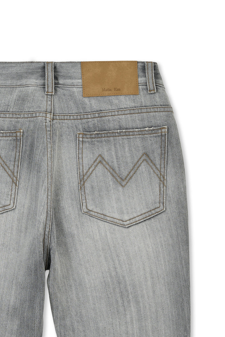 Matin Kim Washed Point Boots Cut Denim — Gray