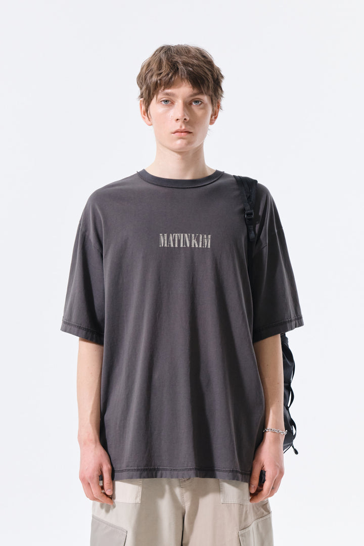 Matin Kim Vintage Lettering Graffiti Top — Charcoal