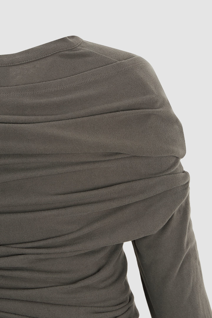 KIMMATIN Off-Shoulder Detail Top — Gray