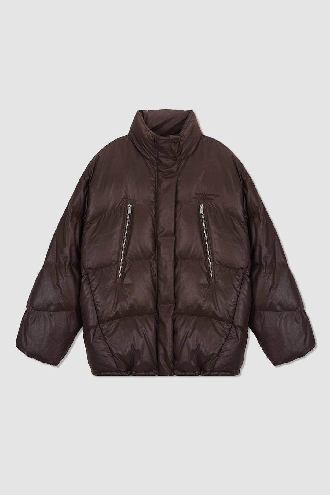 KIMMATIN Zipper Detail Goose Down Jumper — Brown