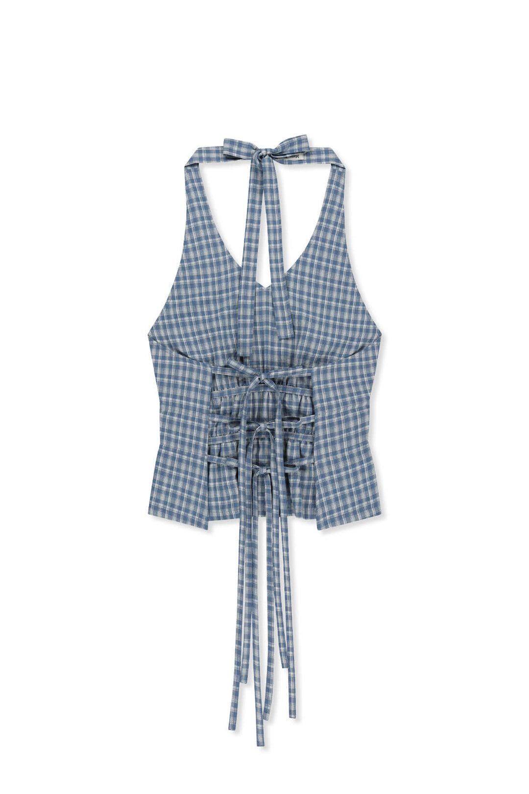 Matin Kim Halter Neck Shirring Blouse — Blue