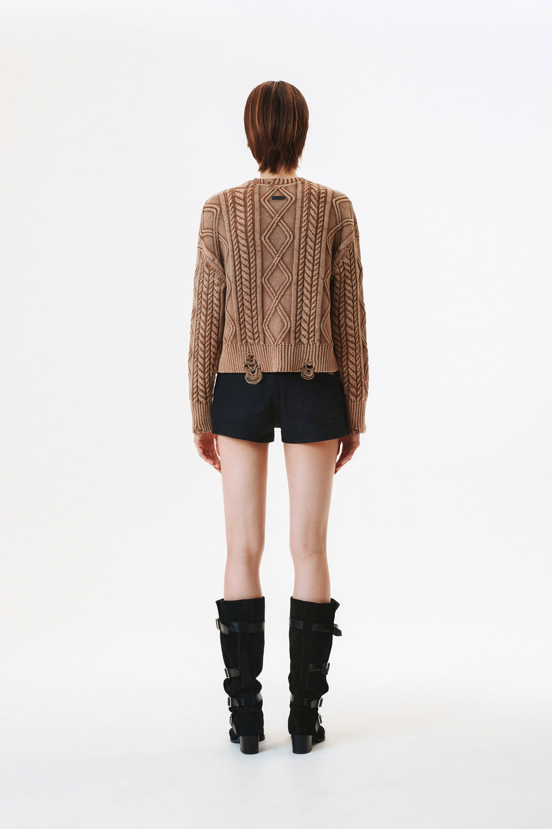KIMMATIN Washed Cable Pullover — Beige