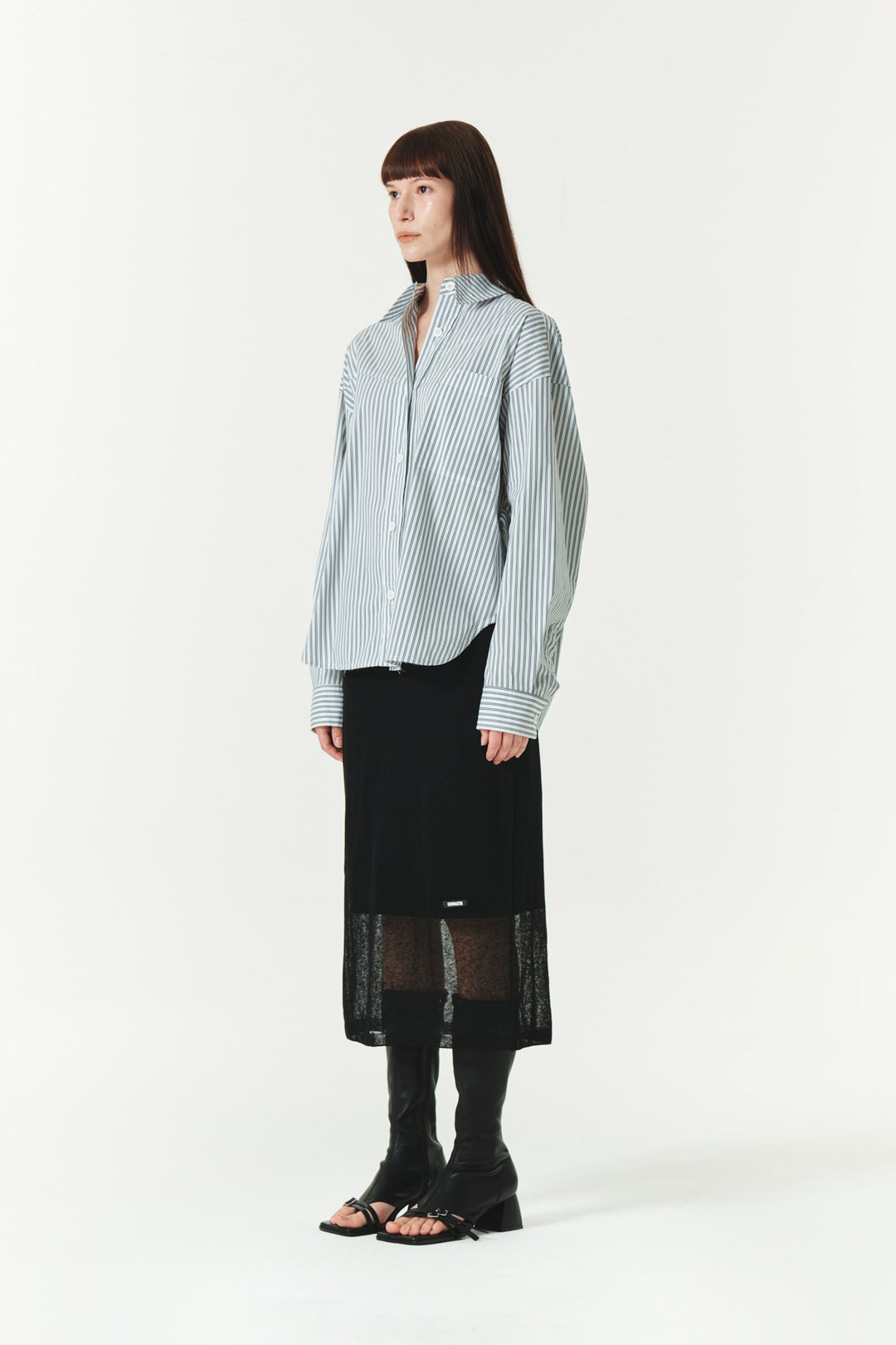 KIMMATIN Two Way Stripe Shirt — Black