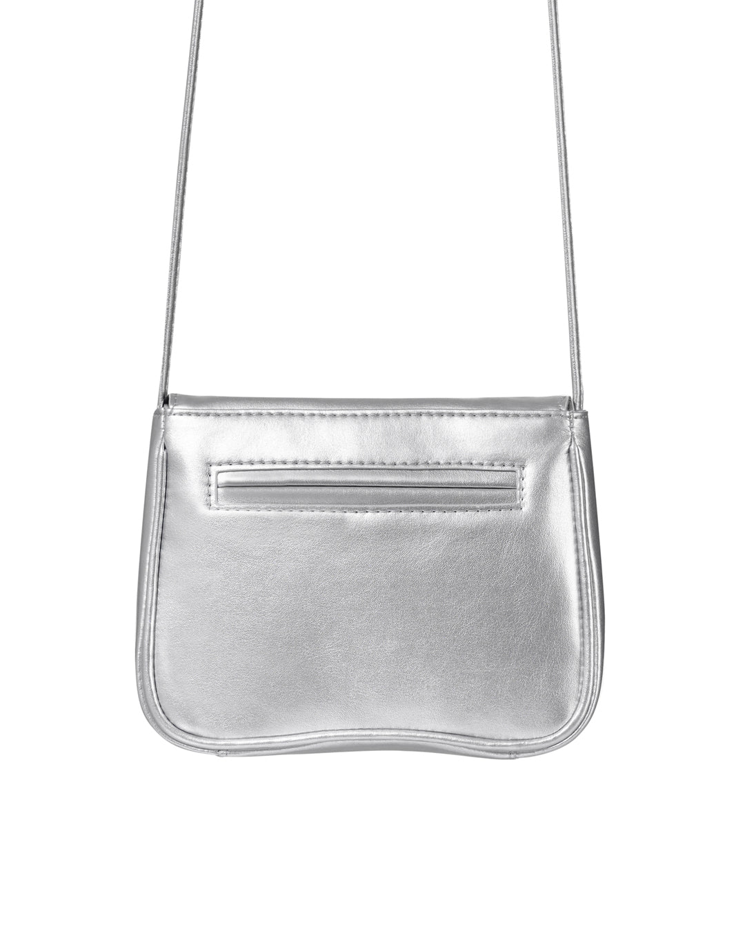 Stand Oil Cookie Bag — Glossy Shoulder Crossbody — Silver