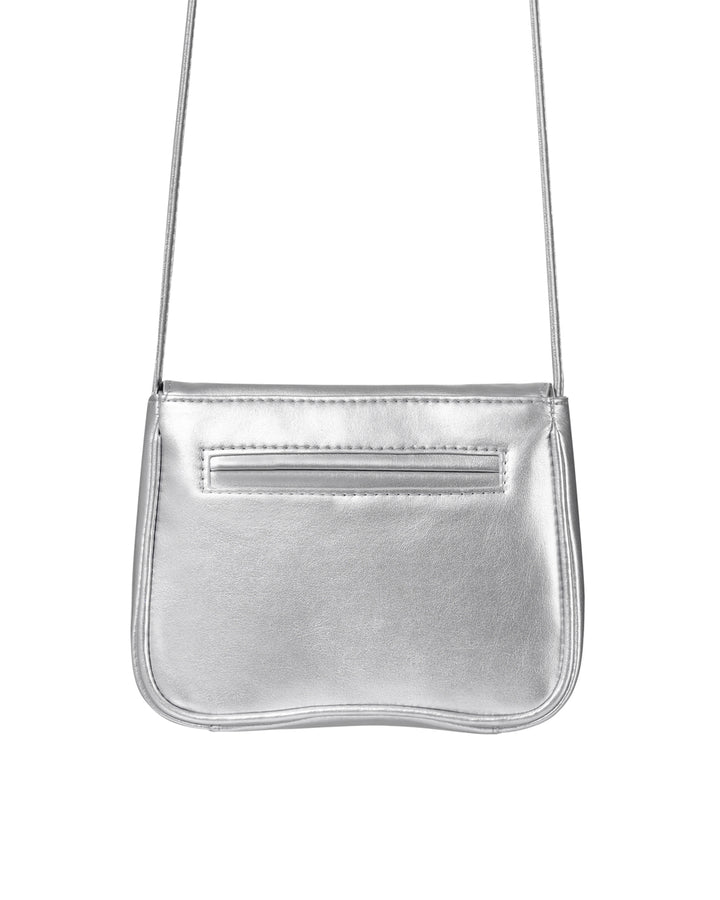 Stand Oil Cookie Bag — Glossy Shoulder Crossbody — Silver
