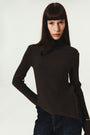 KIMMATIN Unbalance Turtle Neck Knit — Brown