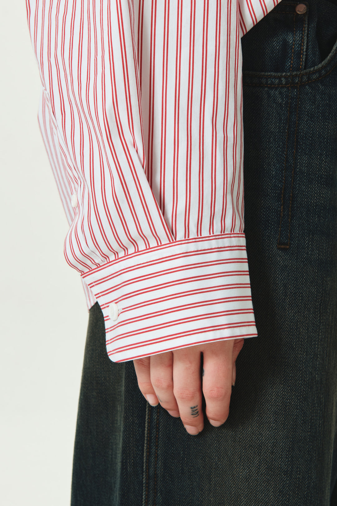 KIMMATIN Two Way Stripe Shirt — Red