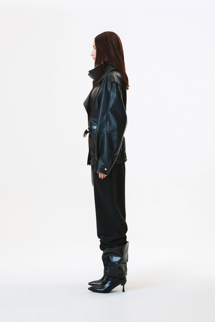 KIMMATIN Pocket Rivet Loose Fit Sweat Pants — Black