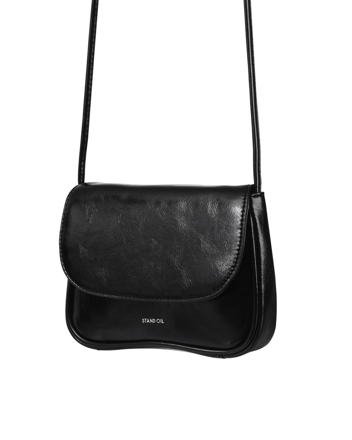 Stand Oil Cookie Bag — Glossy Shoulder Crossbody — Black