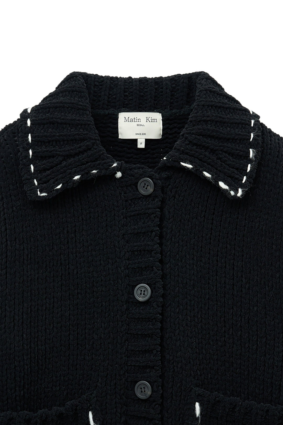 Matin Kim Handmade Collar Knit Cardigan — Black