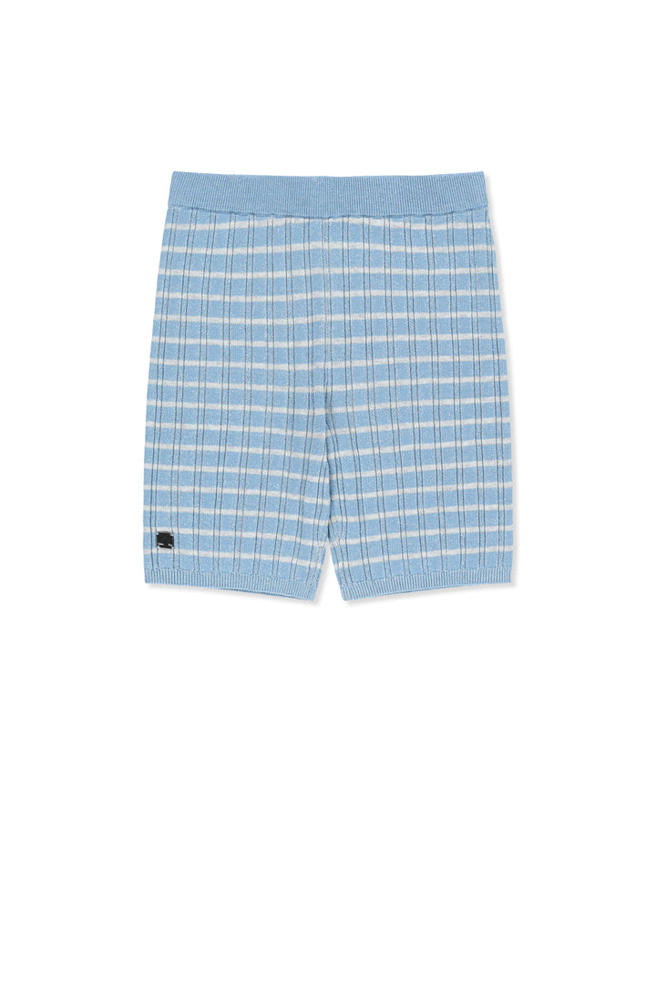Matin Kim Stripe Knit Shorts — Light Blue