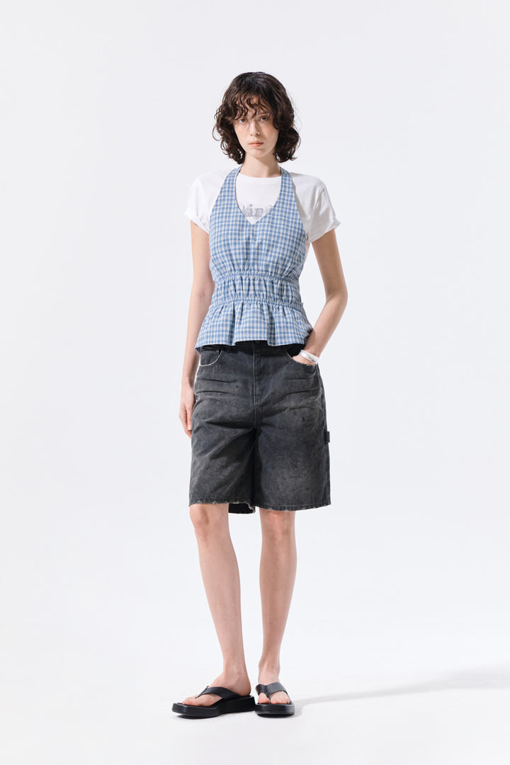 Matin Kim Carpenter Bermuda Denim — Charcoal