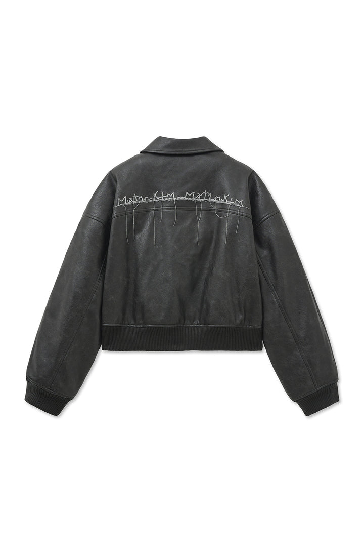Matin Kim Faux Leather Overshirt — Charcoal