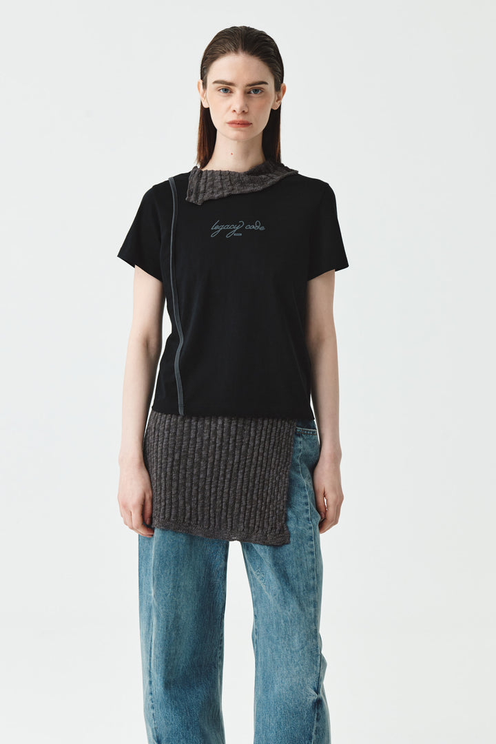KIMMATIN Back Slit Slim Top — Black