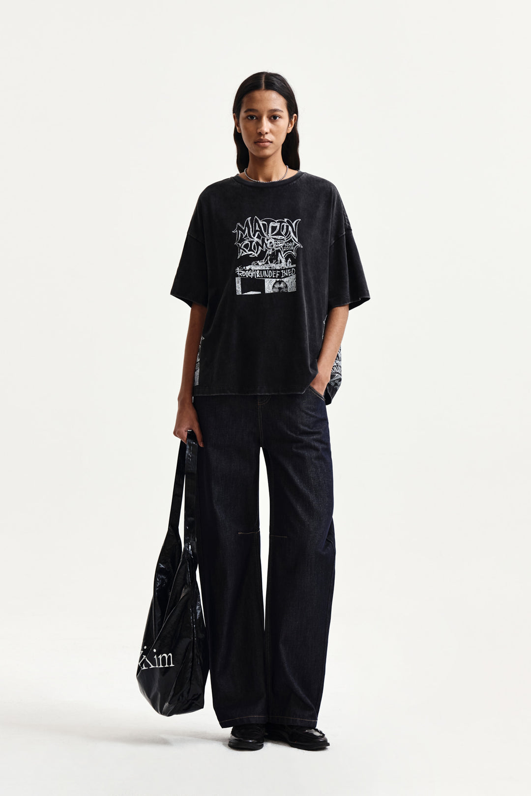 Matin Kim Vintage Graffiti Artwork Top — Black