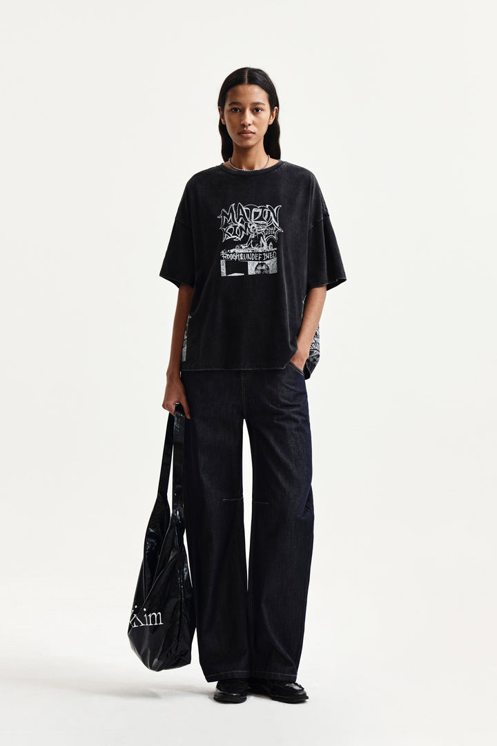 Matin Kim Vintage Graffiti Artwork Top — Black