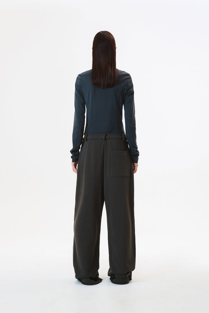 KIMMATIN Raw Cut Bodysuit Top — Charcoal