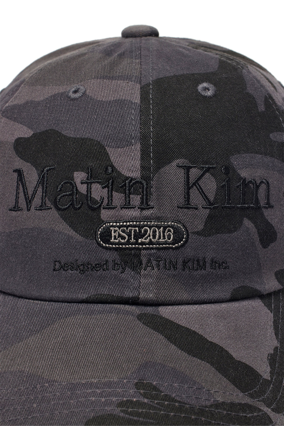Matin Kim Camouflage Logo Ball Cap — Charcoal