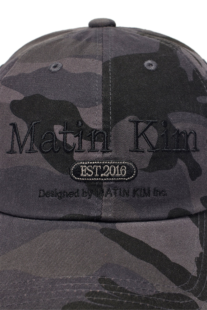Matin Kim Camouflage Logo Ball Cap — Charcoal