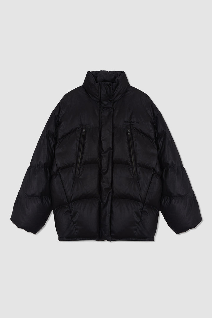 KIMMATIN Zipper Detail Goose Down Jumper — Black