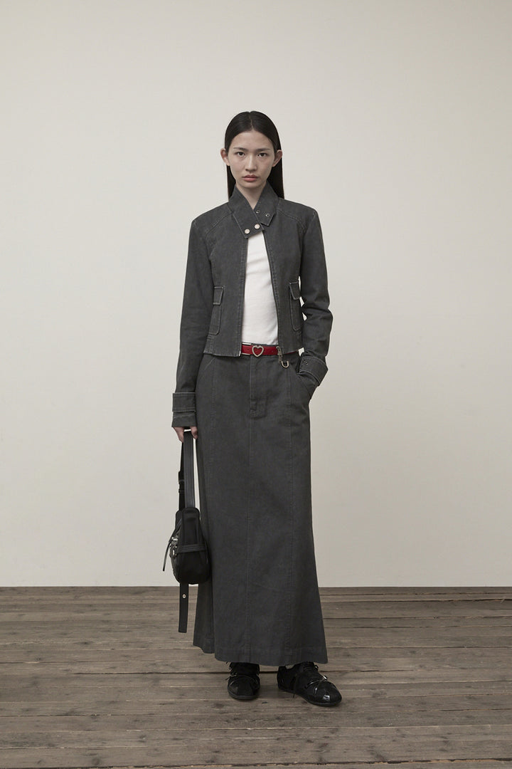 Matin Kim Washed Mermaid Long Skirt — Charcoal