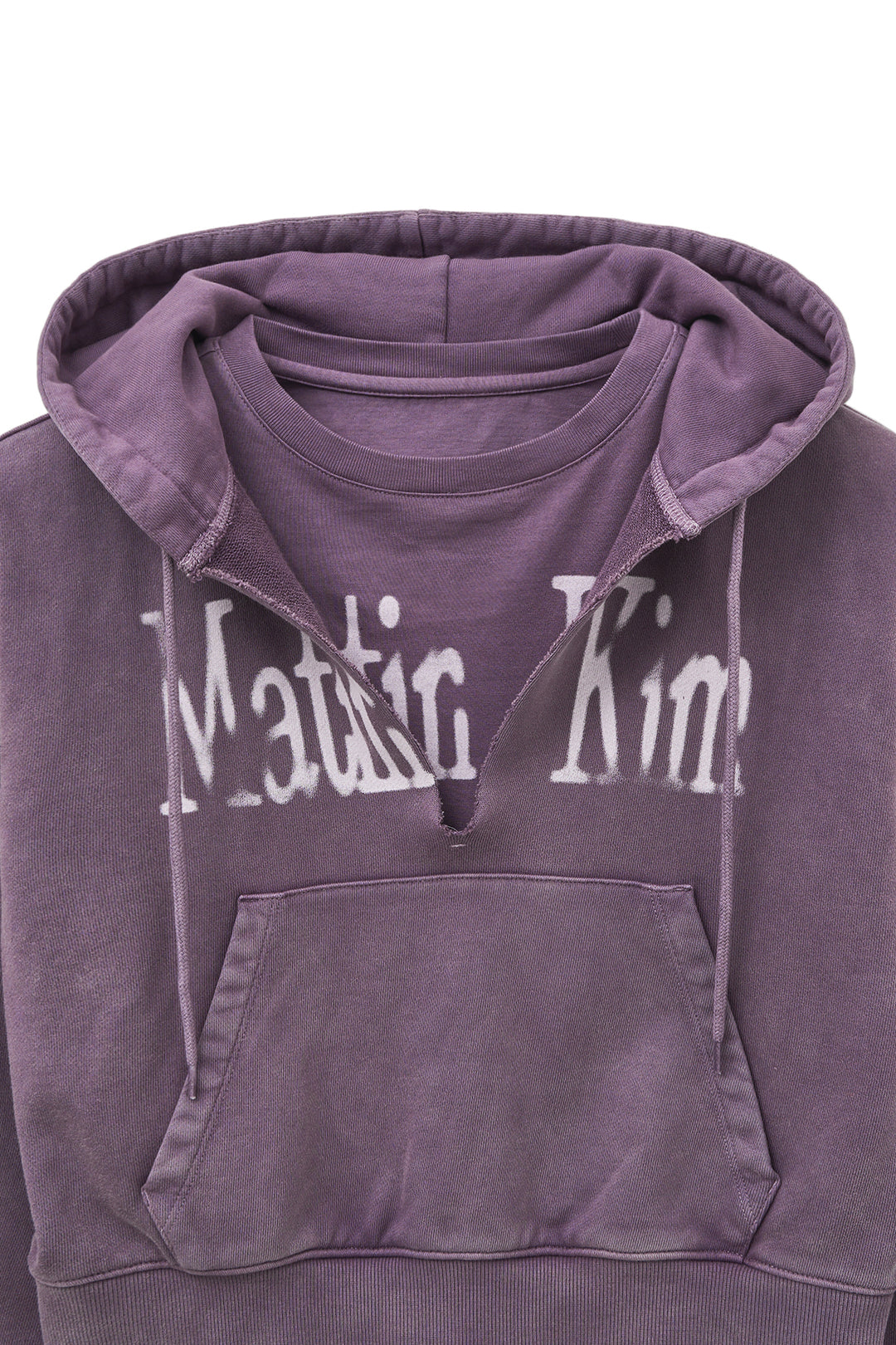 Matin Kim Washed Layered Crop Hoody — Purple