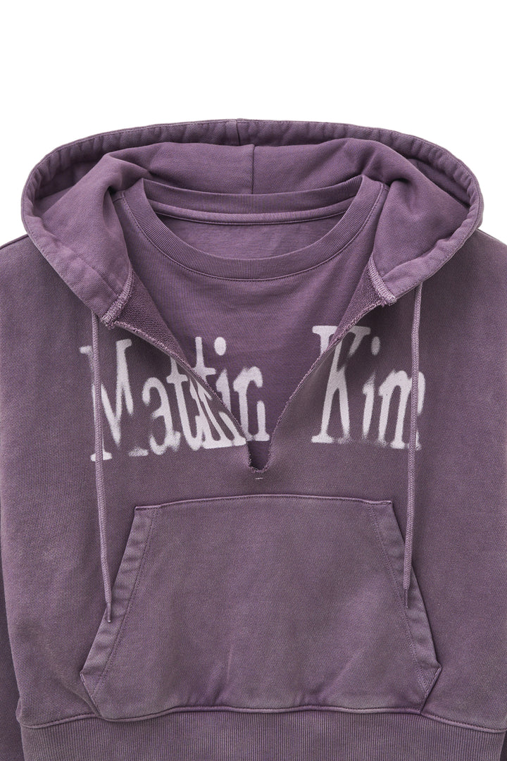 Matin Kim Washed Layered Crop Hoody — Purple